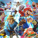 A poster shows some of the fighters featured in Nintendo's Super Smash Bros. Ultimate for the Switch.